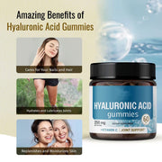 Bottle of hyaluronic acid gummies dietary supplement

