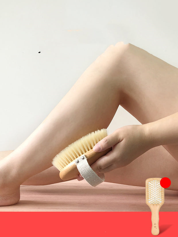 Long-handle bristle brush for full body cleansing

