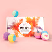 Explosive salt bath bombs creating relaxing bath foam

