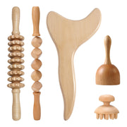 3-piece wooden massage roller set for skincare routine