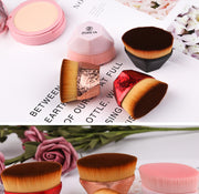 Assorted Magic Foundation Brushes with soft dense fibers displayed on floral background, perfect for powder, liquid, or cream makeup blending.