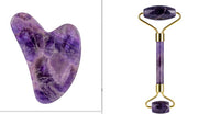 Purple amethyst roller and heart gua sha beauty tools