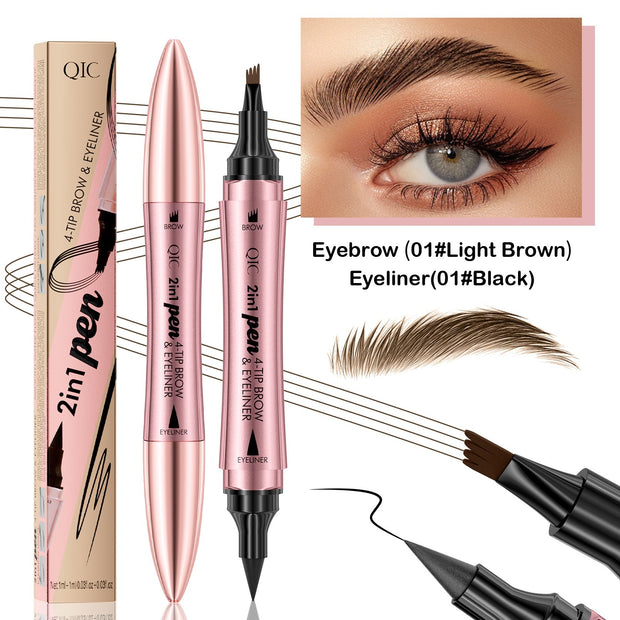 Four-fork liquid eyebrow pen for precise definition

