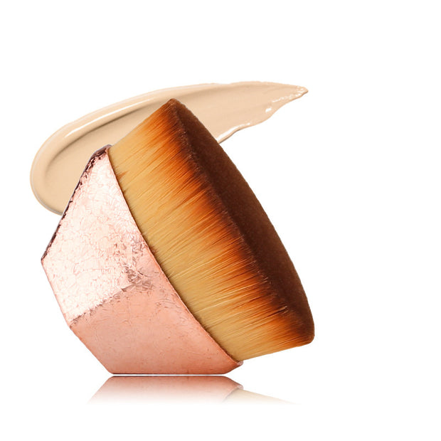 Rose gold Magic Foundation Brush-Save Powder with dense bristles and cream foundation swipe, ideal for even makeup coverage.