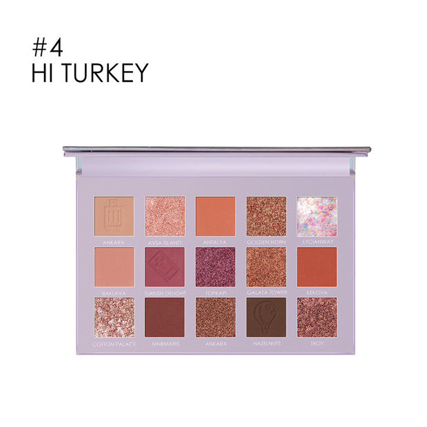 Compact portable eyeshadow palette with natural tones

