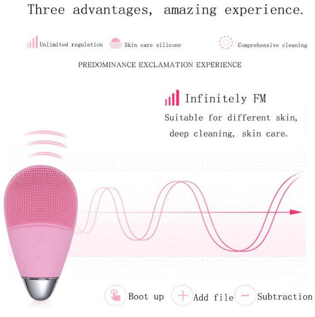 Rechargeable cleansing brush removes dirt and makeup

