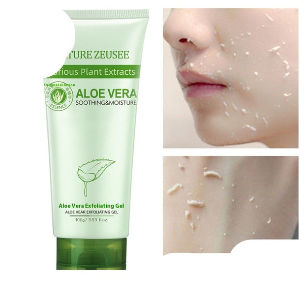 Aloe Vera Exfoliating Gel displayed on skincare background

