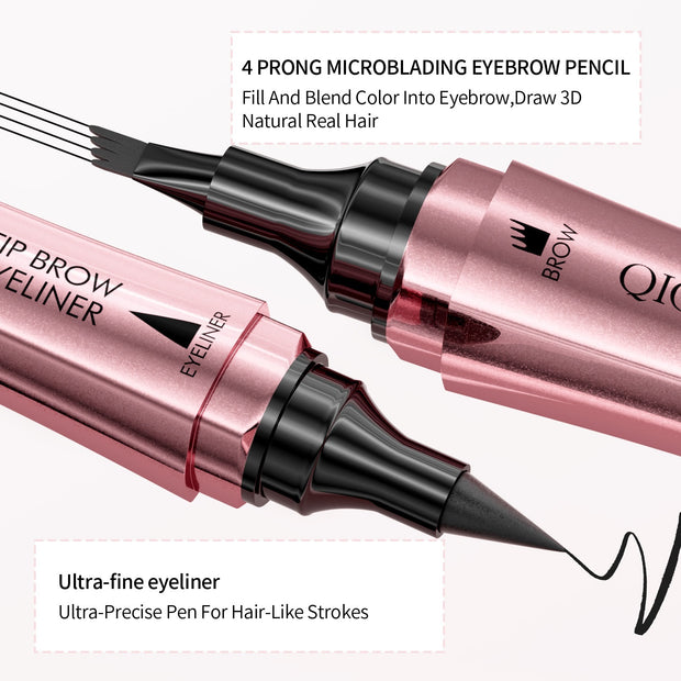 Waterproof eyebrow pen with micro-carved fork tip

