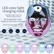 LED face mask beauty tool displayed on skincare set

