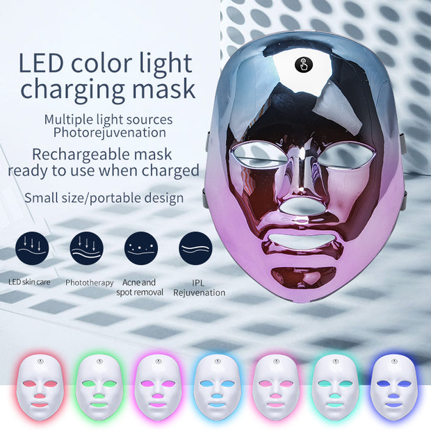 LED face mask beauty tool displayed on skincare set

