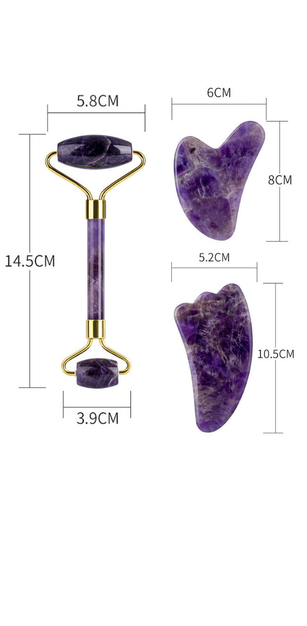 Facial roller and gua sha set for skincare and massage

