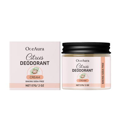 Citrus deodorant cream in jar for natural odor control

