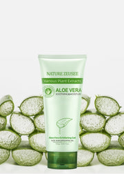 Gentle exfoliating scrub with aloe vera for face and body
