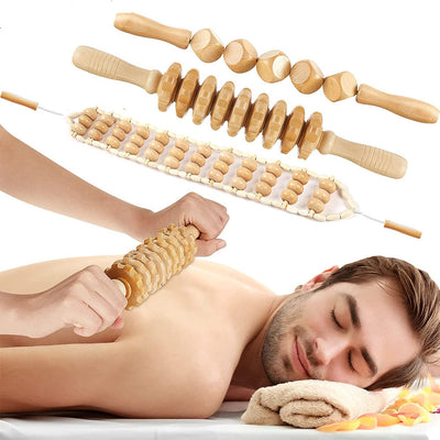 3pcs wooden anti-cellulite massage tool hand roller set

